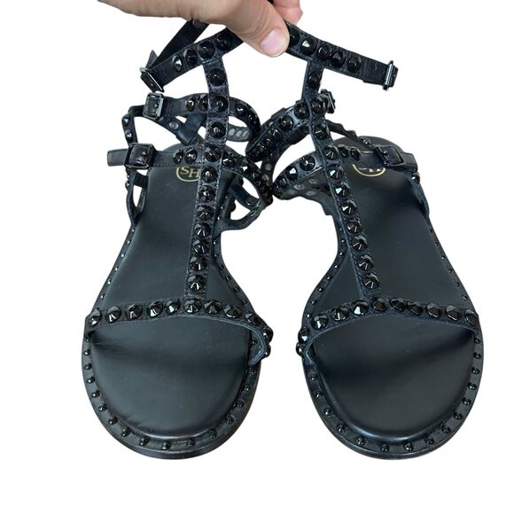 Ash StuddedLeather Sandals Womens Size 39 US 9 Embellished Black Gladiator Shoes - Picture 3 of 6